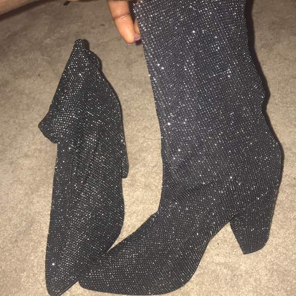 Black/silver booties from shoedazzle.Never worm - Picture 3 of 3